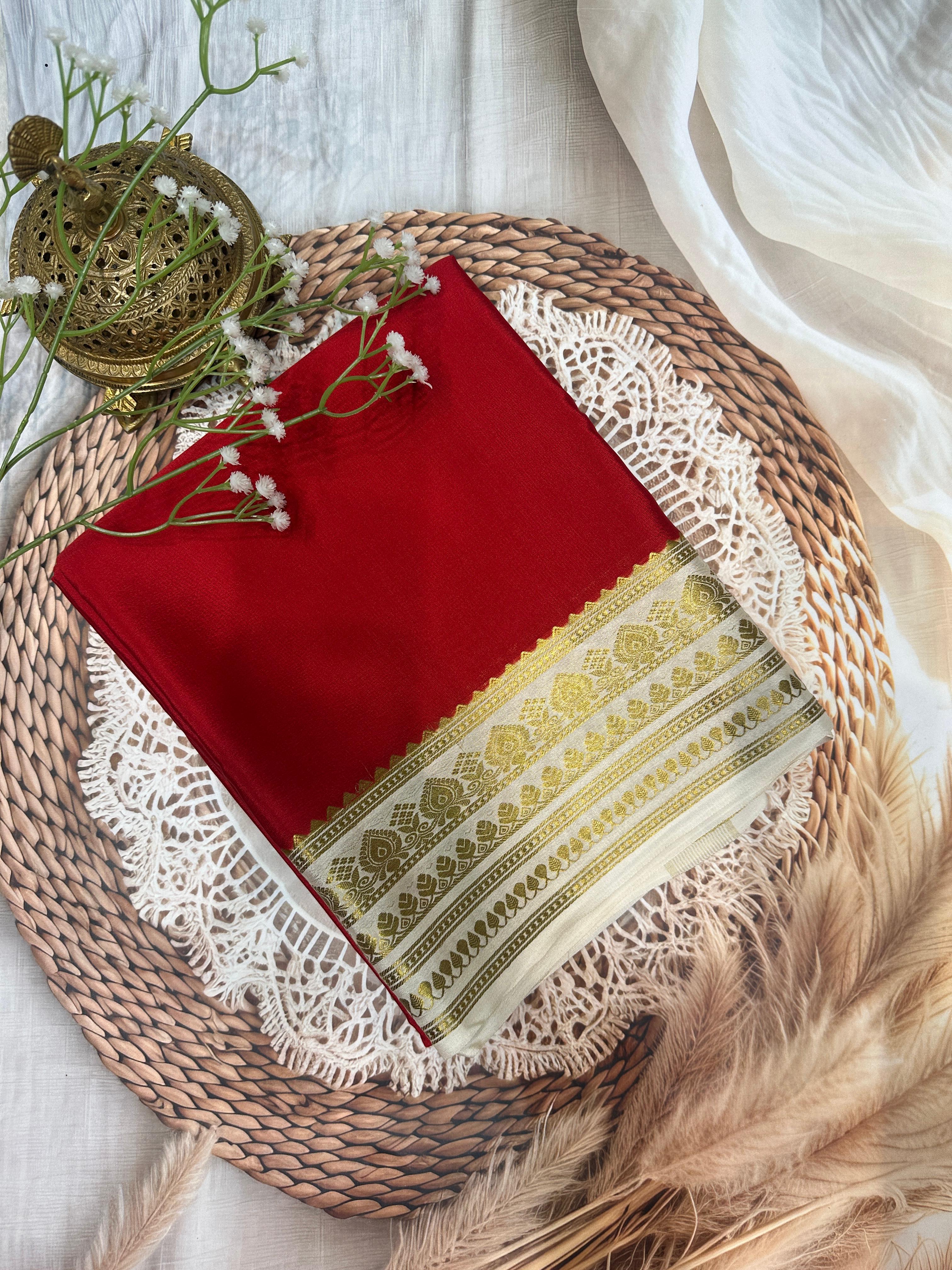 Mysore Silk Saree 120 GSM with Tilak Border